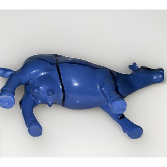 K's Collection Blue & Black Hand Painted Decorative Cow Collectible Figurine - Picture 2 of 7